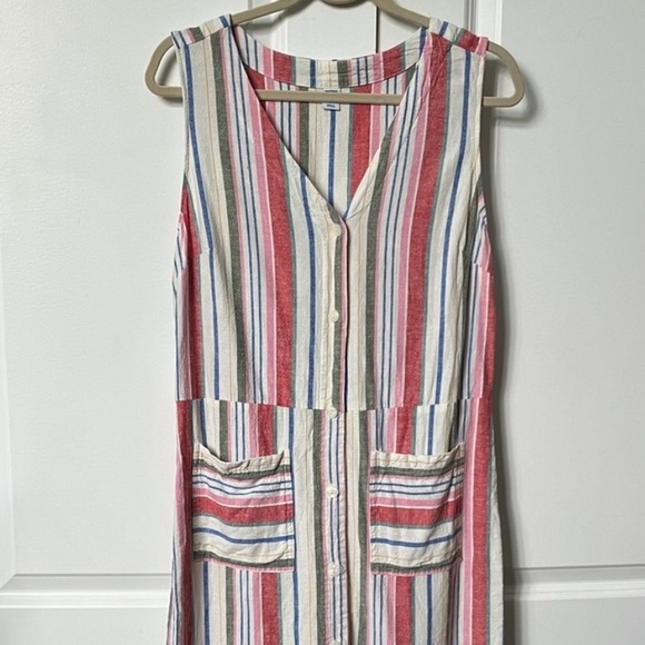 Old Navy Linen Blend Striped MIDI Dress - Picture 3 of 6